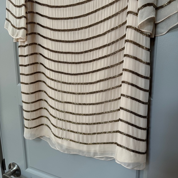 ALICE + OLIVIA | Laia Bell Sleeve Sequin Silk Stripe Dress $600+ Size Medium - Picture 9 of 14